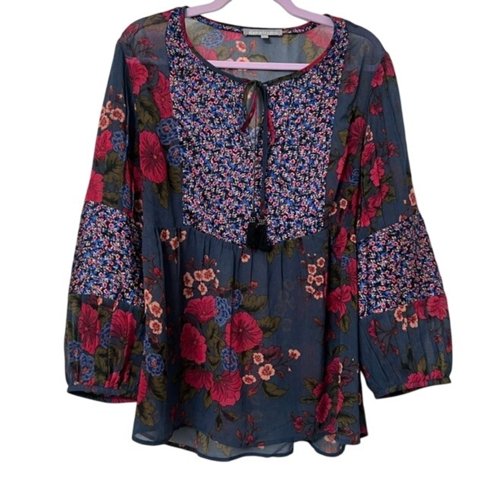 Daniel Rainn Whimsical Breezy Patchwork Romantic Puffed Sleeves cottagecore XXL